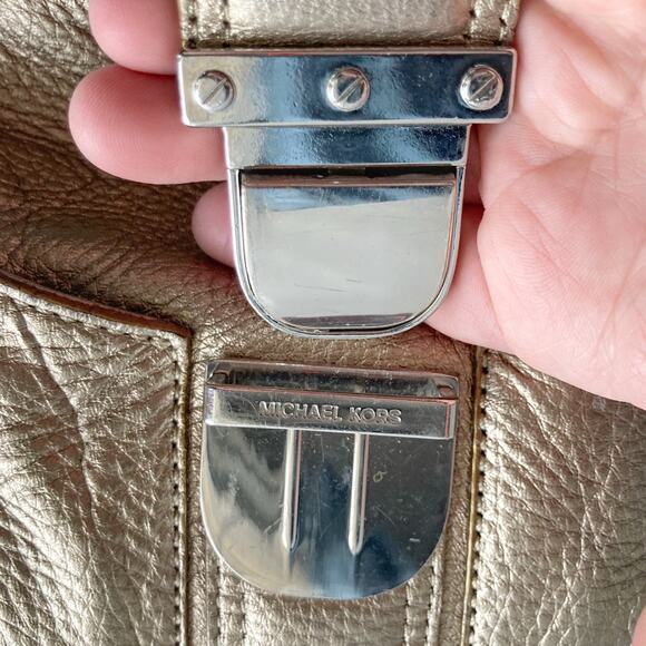 Michael Kors Metallic Gold Shoulder Bag | Y2K Convertible Crossbody Satchel EUC - Picture 8 of 16